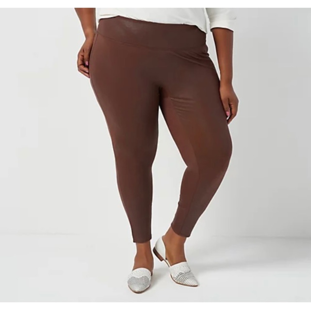 New All Worthy Hunter McGrady Ultimate Faux Leather petite Legging Chocolate XLP